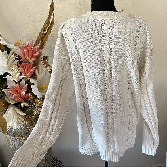 Cambridge Classics Other - Cambridge Classics Vtg Off-white Cable Knit Thick Sweater 100% Cotton-Medium